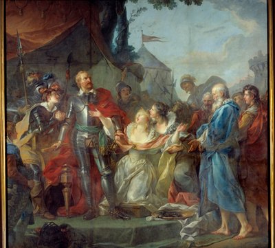 Oblężenie Calais w 1347 r. było pożegnaniem Eustachego św. Piotra, najbardziej znanego z sześciu mieszczan Calais, który udał się do króla Anglii Edwarda III, aby wyprosić łaskę dla mieszkańców Calais (sierpień 1347). Obraz Jeana Simona autorstwa Jean Simon Berthelemy