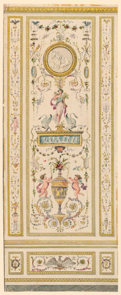 Rysunek, panel ozdobny, 1775-1800 autorstwa Jean Simeon Rousseau