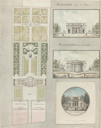 Projekt Domu i Ogrodów Mlle. Guimard autorstwa Jean Testard and Charles Philippe Campion de Tersan