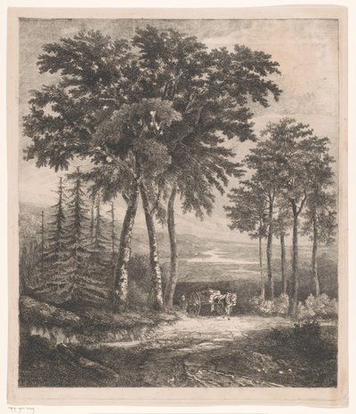 Krajobraz z wozem konnym autorstwa Jean Théodore Joseph Linnig