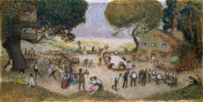 Szkic do Hôtel de Ville de Paris: Fête champêtre, około 1906 (ołówek, olej na drewnie) autorstwa Jean Veber