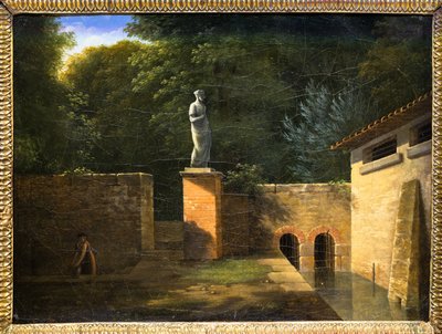 Posąg lub wnętrze parku (olej na płótnie) autorstwa Jean Victor Bertin
