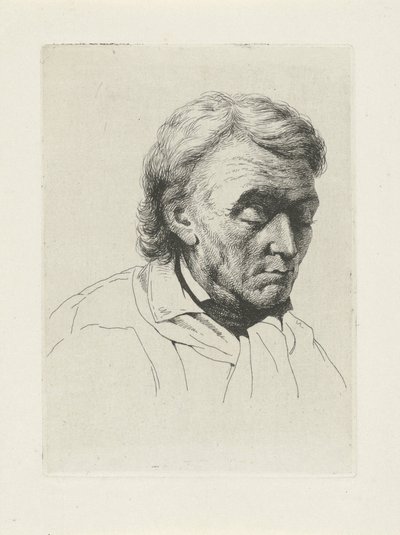 Portret starca z zamkniętymi oczami autorstwa Jean Zacherie Mazel