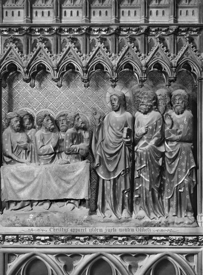 Katedra, wnętrze, parawan chóru, Jezus Chrystus ukazujący się na Górze Oliwnej, ok. 1340-51 (kamień polichromowany) autorstwa Jean and Jean Le Boutellier Ravy