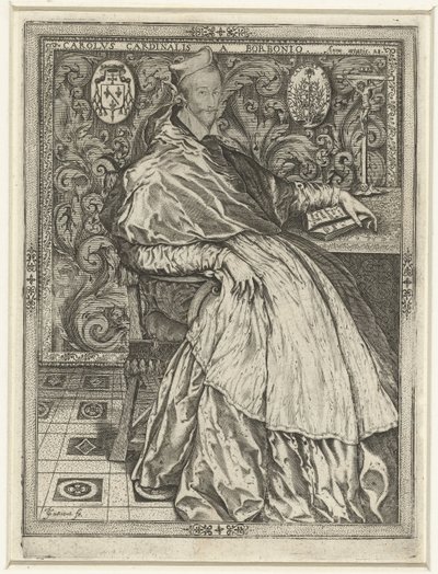 Portret van cardinaal Karel van Bourbon Karol Kardynał Burbon w wieku 28 autorstwa Jean de Gourmont (I)