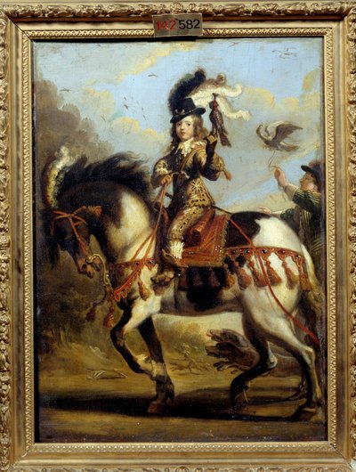 Portret konny młodego Ludwika XIV (1638-1715) wyjeżdżającego na polowanie. Obraz Jeana De Saint Igny (? 1647). Olej na płótnie. Wymiary: 0,41 X 0,30m. Chantilly, Musee Conde autorstwa Jean de Saint Igny