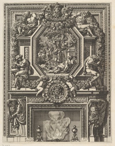 Komin z bachantką nad płaszczem z „Grandes Cheminée”, ca. 1644-66. autorstwa Jean le Pautre
