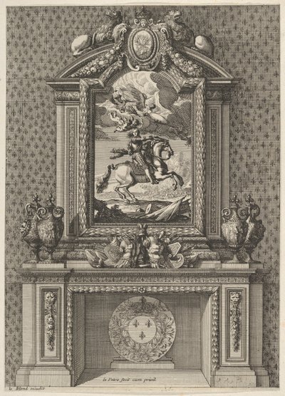 Komin z malowidłem Ludwika XIV nad płaszczem z „Grandes Cheminée”, ca. 1644-66. autorstwa Jean le Pautre