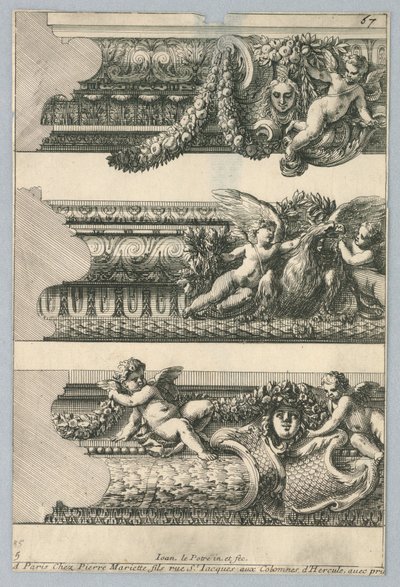 Projekt do malowanych ramek, z "Bordures de Tableau" autorstwa Jean le Pautre
