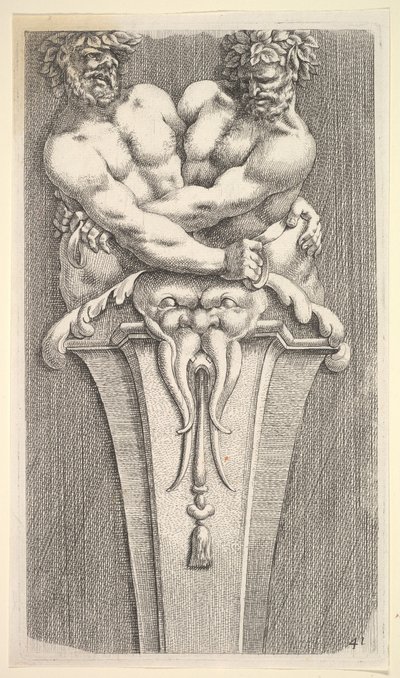Projekt na semestr z dwiema postaciami bachicznymi, z: Curieuses Recherches de Several Beaus..., 1645. autorstwa Jean le Pautre