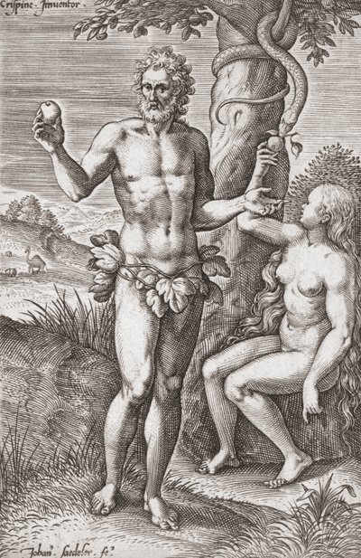 Adam i Ewa w ogrodzie Eden. (wydrukować) autorstwa Jean or Johann Sadeler