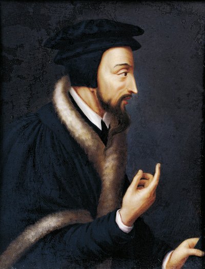 Portret Jana Kalwina, francuskiego teologa i reformatora religijnego, Miniatura autorstwa Jeanne Henriette Rath