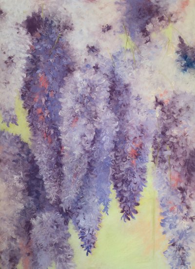 Kwiaty glicynii, 2023 (pastel na papierze) autorstwa Jeanne Maze