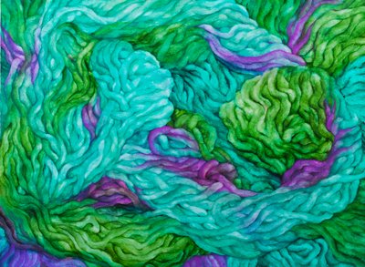 Wielokolorowa wełna, 2013 (żłobienia na papierze) autorstwa Jeanne Maze