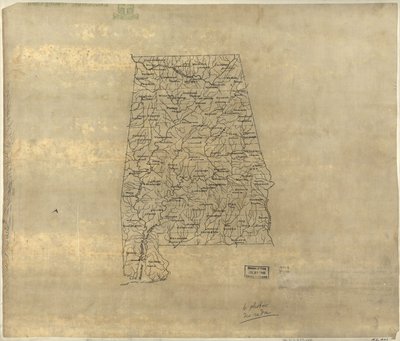 Mapa bazowa Alabamy. LOC 2005625108 autorstwa Jedediah Hotchkiss