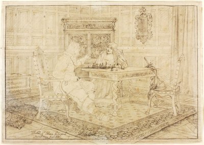 Szkic "Szachistów" autorstwa Jefferson David Chalfant