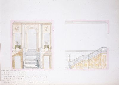 Projekt dla Painted Hall, Chatsworth (akwarela na papierze) autorstwa Jeffry Wyatville