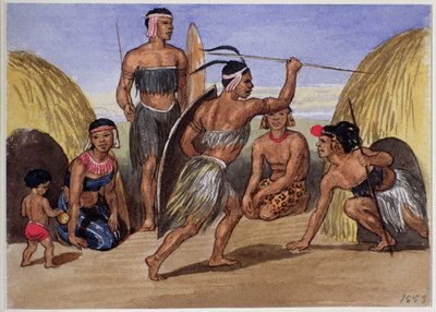 Zulusi tańczą w Londynie, 1853 autorstwa Jemima Blackburn