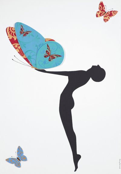 Les Papillons, 2008 (akryl na płótnie) autorstwa Jenny Barnard