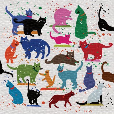Cat Love, 2022 (technika mieszana) autorstwa Jenny Frean