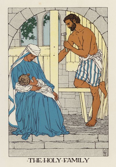 Święta Rodzina (kolorowa litografia) autorstwa Jenny Wylie