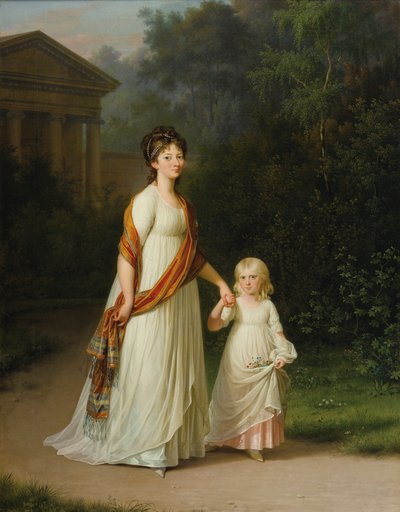 Marie Sophie Frederikke, księżniczka Danii i jej córka, księżniczka Karolina autorstwa Jens Juel