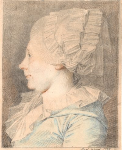 Portret Anne Cathrine Maaløe, urodzonej w Basse. Profil po lewej autorstwa Jens Juel