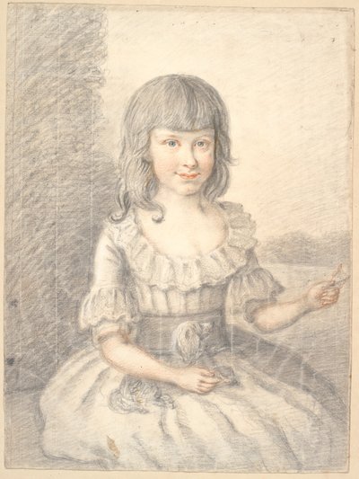 Portret dziewczynki z psem autorstwa Jens Juel