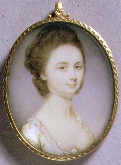 Portretowa Miniatura Damy w Białej Sukni, ok. 1780-85 (akwarela na kości słoniowej) autorstwa Jeremiah Meyer