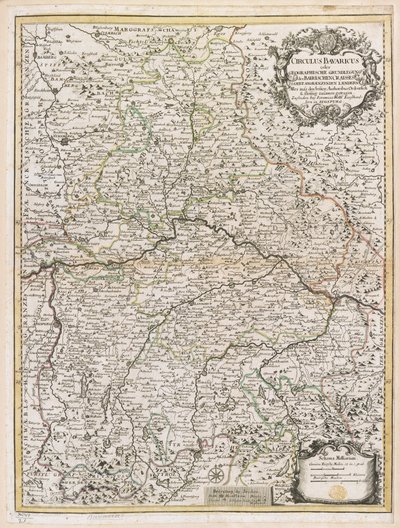 Mapa Bawarii, c.1695 (kolorowy grawerunek) autorstwa Jeremias Wolff