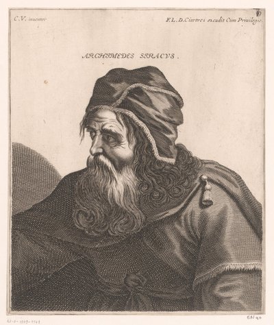 Portret Archimedesa Archimedes Syrakuzy. (tytuł na obiekcie) Popiersia filozofów i królów (tytuł serii) autorstwa Jerôme David (attributed to)
