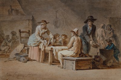 Chłopska rodzina we wnętrzu autorstwa Jerome Preudhomme