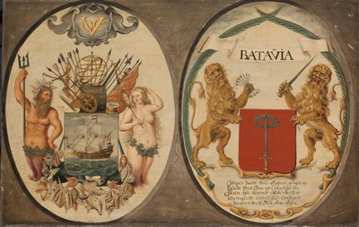 Ramiona Holenderskiej Kompanii Wschodnioindyjskiej i miasta Batavia autorstwa Jeronimus Becx (II)