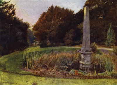 Chiswick House, Obelisk w basenie (kolor lito) autorstwa Jessie MacGregor