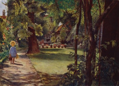 Kelmscott House, The Garden, patrząc z rzeki (kolor lito) autorstwa Jessie MacGregor