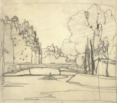 Ilustracja do „Księgi mostów”, ok. 1911 (tusz na papierze) autorstwa Jessie Marion King