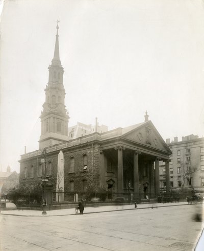 Kaplica św. Pawła, Broadway, Nowy Jork, USA, ok. 1905-40 (zdjęcie żelatynowo-srebrowe) autorstwa Jessie Tarbox Beals