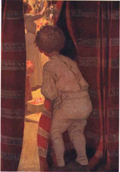 Zakradł się na dół, żeby zajrzeć do salonu (kolor lito) autorstwa Jessie Willcox Smith