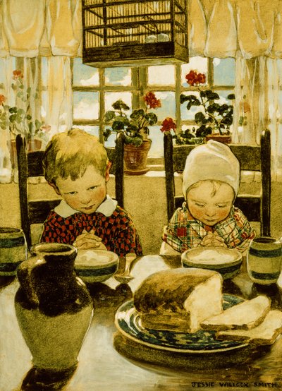 Modlitwy na śniadanie (akwarela) autorstwa Jessie Willcox Smith