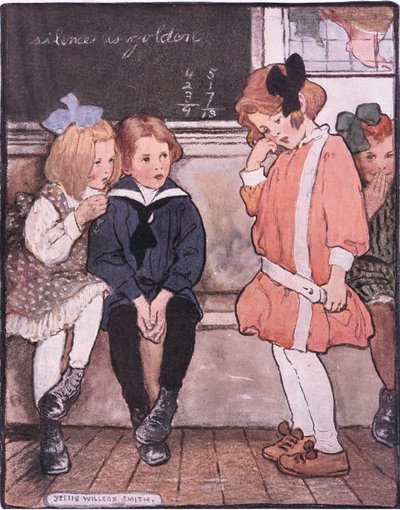 Zeszła z peronu, wciąż dzielnie dławiąc łzy (kolor lito) autorstwa Jessie Willcox Smith