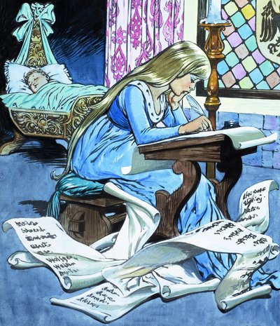 Córka młynarza i jej syn z opowieści o Rumpelstiltskinie autorstwa Jesus Blasco