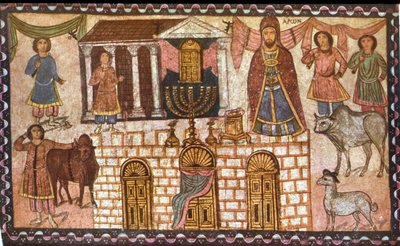 Tabernakulum i jego kapłani (tempera na gipsie) autorstwa Jewish School
