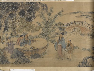 Gathering At The Lanting Orchid Pavilion (atrament i kolor na satynie) autorstwa Jiuru Chen