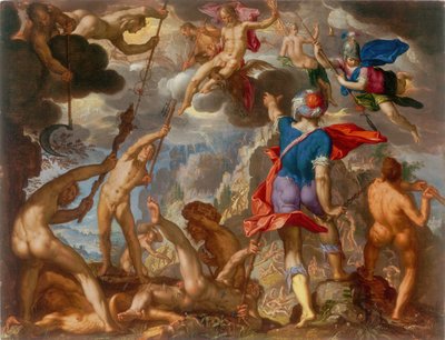 Bitwa między bogami i gigantami, c. 1608. autorstwa Joachim Anthonisz Wtewael