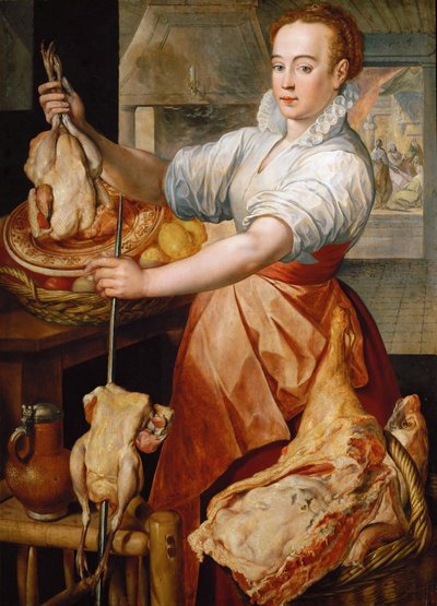 Wczesna sztuka niderlandzka: Kucharz (Chrystus w Domu Marty i Marii) par Beuckelaer (Bueckelaer), Joachim (ok. 1533-1574) autorstwa Joachim Beuckelaer
