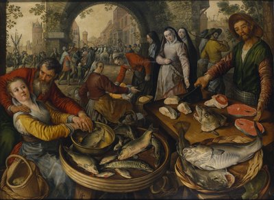 Targ Rybny z Ecce Homo, 1570 autorstwa Joachim Beuckelaer