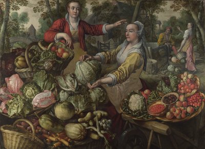 Cztery Żywioły: Ziemia. Targ owocowo-warzywny z lotem do Egiptu w tle - Beuckelaer (Beuckelaer), Joachim (1533-1574) - 1569 National Gallery, Londyn autorstwa Joachim Beuckelaer