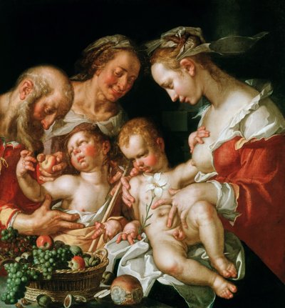 Święta Rodzina z Janem Chrzcicielem, ca. 1600. autorstwa Joachim Wtewael or Utewael
