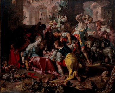 Adoracja pasterzy, 1598 autorstwa Joachim Wtewael or Utewael