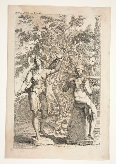 Atalanta i Faun, z starożytnych rzeźb podziwianych autorstwa Joachim von Sandrart